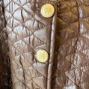Quilted Brown Coat with Gold Buttons